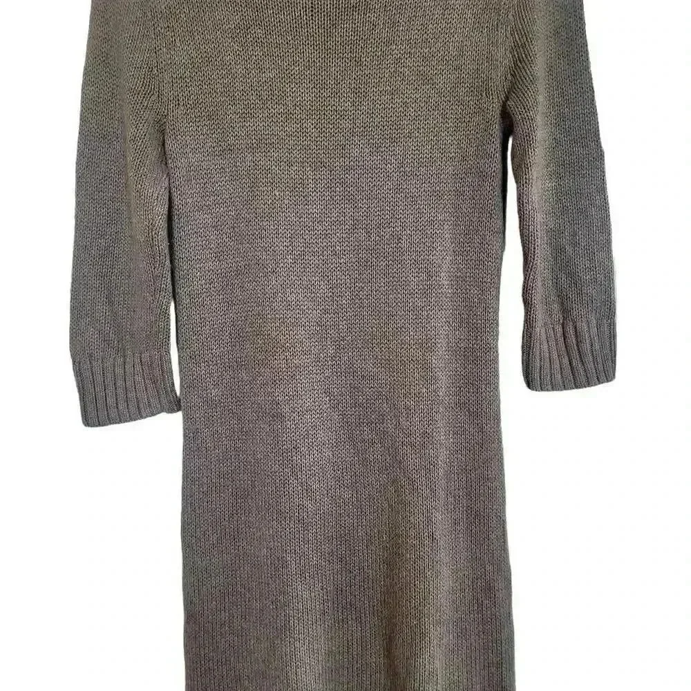 Banana Republic Women's Gray Cotton/Rayon/Nylon Cable Knit Scoop Neck 3/4 Sleeve - Picture 12 of 14